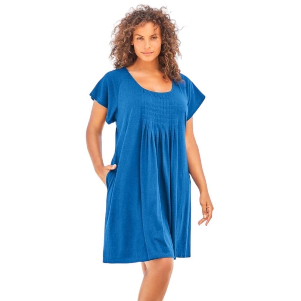 Swimsuits for All BOX-PLEAT COVER UP in Dream Blue - Size 22/24
